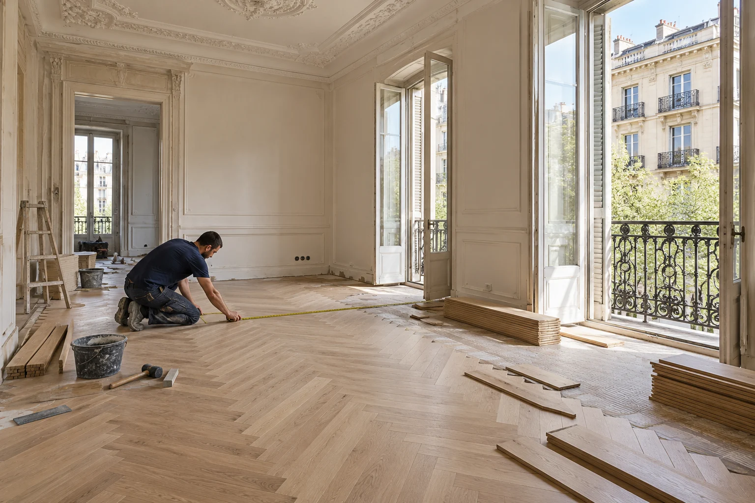 Reforma de un piso del Eixample de Barcelona con techos altos y parquet nuevo